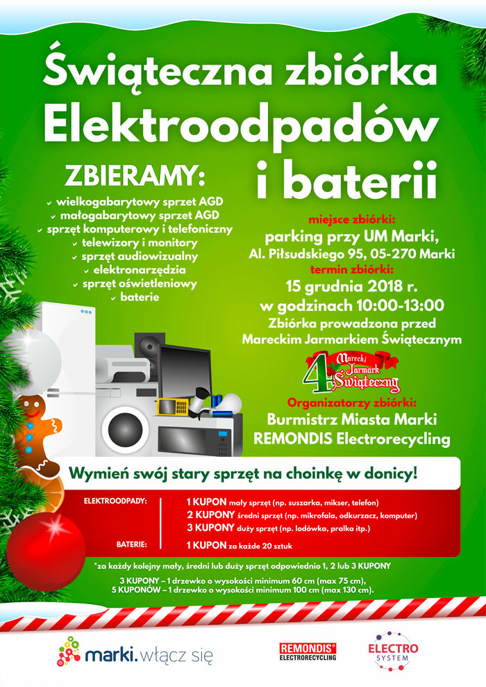 2018_12_15 Świąteczna zbiórka elektroodpadów i zużytych baterii w Markach