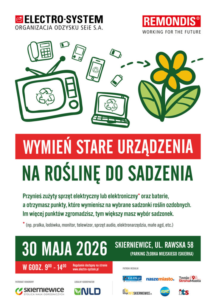 Plakat akcji - Wymień stare urządzenia na roślinę do sadzenia” – 20 edycja