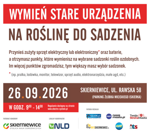 wymień stare urządzenia na roślinę do sadzenia plakat akcji